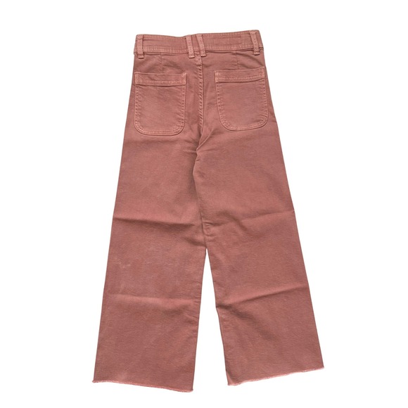 ZARA Kids Girls Marine Wide Leg Jeans Coral High Waisted Raw Hem Size 8 - Picture 5 of 6